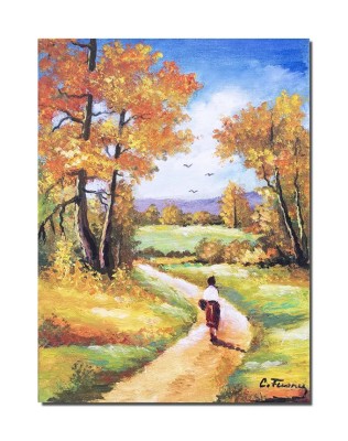 Tablou pictat manual, Pe meleaguri mioritice, 40x30cm ulei pe panza foto