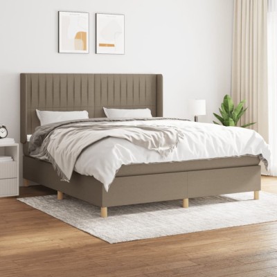 vidaXL Pat box spring cu saltea, gri taupe, 160x200 cm material textil 3132165 foto