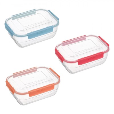 Set Caserole Alimente, KlicBox, Capac Transparent, Multicolor, Capacitate 1300/2200/3460ml, 3 Bucăți foto