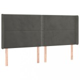 Cumpara ieftin Tablie de pat cu aripioare gri inchis 183x16x118/128 cm catifea