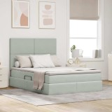 vidaXL Pat cu lumini cu bandă LED Gri deschis 140 x 200 cm Catifea 3372609