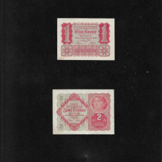 Set Austria 1 + 2 kronen 1922