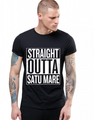Tricou negru barbati - Straight Outta Satu Mare - S foto