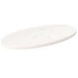 VidaXL Blat de masă, alb, 70x35x2,5 cm, lemn masiv de pin, oval