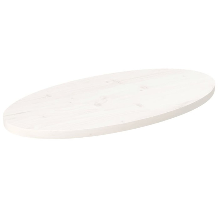 vidaXL Blat de masă, alb, 70x35x2,5 cm, lemn masiv de pin, oval 824316