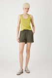 Medicine pantaloni scurți de trening culoarea verde, neted, medium waist