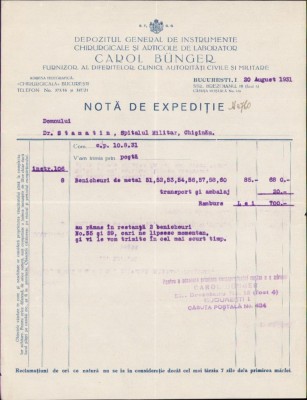 A2757N Depozitul general de instrumente chirurgicale și articole de laboratorii Carol Bűnger 1931 foto