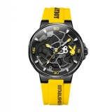 Ceas Barbati Playboy 3052 Negru-Galben , Design Luxury, Functii Multiple, Afisaj Luminos, Rezistent la Apa 3ATM