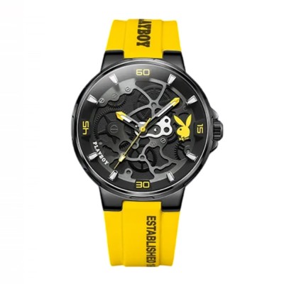 Ceas Barbati Playboy 3052 Negru-Galben , Design Luxury, Functii Multiple, Afisaj Luminos, Rezistent la Apa 3ATM foto