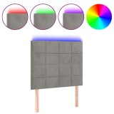 Cumpara ieftin Tablie de pat cu LED, gri deschis, 100x5x118/128 cm, catifea