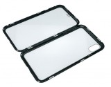Carcasa din sticla securizata cu rama magnetica pentru iPhone Xs Max, Negru-Transparent, SOHO