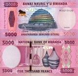 Rwanda 5000 Franci 2024 UNC Bancnota Ne流通Africa Colectie Numismatica