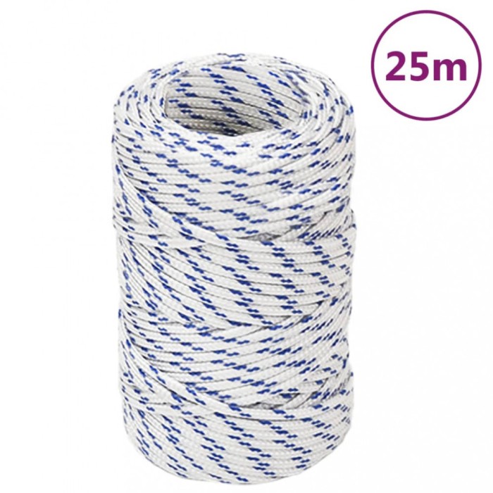 Fr&acirc;nghie de barcă, alb, 2 mm, 25 m, polipropilenă