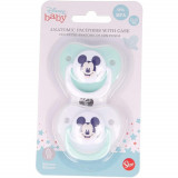 Set 2 Suzete Ortodontice din Silicon pentru Bebelusi 0-6 Luni cu Capac Cool Like Mickey, Disney