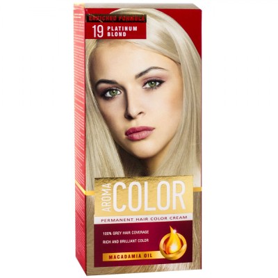 Vopsea de Păr, Aroma Color, Platinum Blond, Acoperire 100% Fire Gri, Capacitate 45ml, Ulei de Macadamia foto