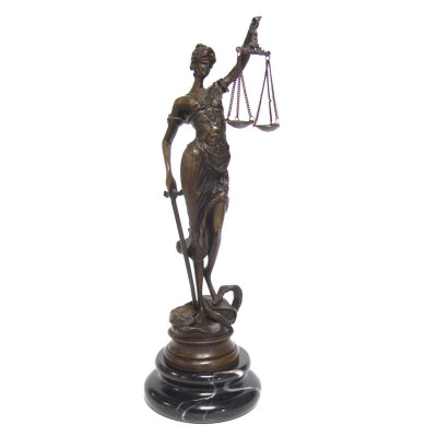 Justitia - statueta din bronz pe un soclu din marmura BR-174 foto