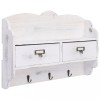 Cuier de perete Gossi, lemn alb, 50x10x34 cm, 2 sertare, 3 carlige, suport haine, raft, hol, intrare