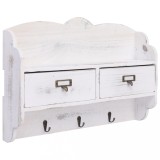 VidaXL Cuier de perete, alb, 50 x 10 x 34 cm, lemn