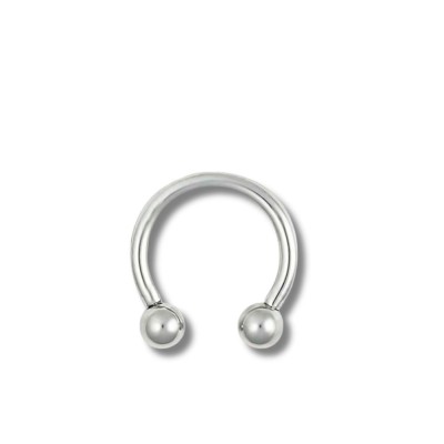 Piercing Ureche Potcoava - TITAN - argintie bile - 1.2x12x3/3 foto