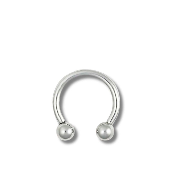 Piercing Ureche Potcoava - TITAN - argintie bile - 1.2x12x3/3
