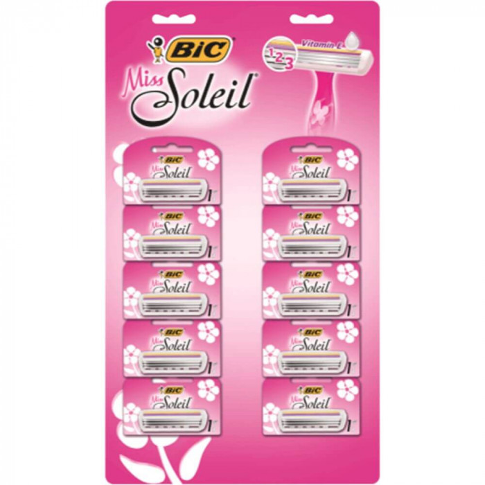 Set 10 Aparate De Ras Bic Miss Soleil Cu 3 Lame, Lame Inoxidabile, Lame Pentru Ras, Lame De Ras Pentru Femei, Set Lame De Ras, Lame De Epilat Femei, A