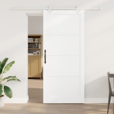 Ușă Glisantă vidaXL cu Set Hardware Alb 93x211 cm din Lemn Masiv de Pin, Ușă Interioară vidaXL &quot;ORKDAL&quot; Alb 93x211x4 cm din Lemn Masiv de Pin