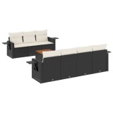Cumpara ieftin Set mobilier de gradina cu perne, 8 piese, negru, poliratan