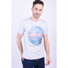 Tricou Jack&amp;amp;Jones Stark White Melange Mel Sea foto