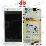 Huawei Y6 II (CAM-L21) Capac frontal modul display + LCD + digitizer + baterie alb 02350VRS