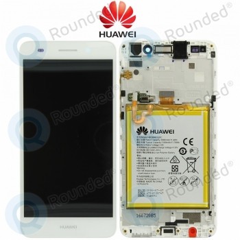 Huawei Y6 II (CAM-L21) Capac frontal modul display + LCD + digitizer + baterie alb 02350VRS foto