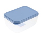 Caserola alimente, Plastina, plastic, dreptunghiulara, transparent + albastru, 1.5 L