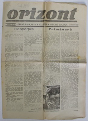 ORIZONT, REVISTA DE LITERATURA , ARTA , CULTURA , GANDIRE SOCIALA , ANUL I , NR. 22 , 1 OCT. 1945 foto
