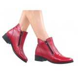 Ghete dama casual din piele naturala Nataly Rosu T 316 BZ-ROSU
