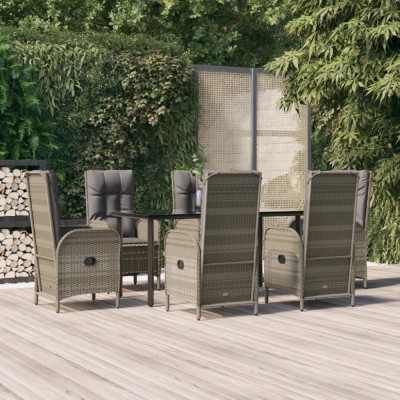 Gossi set mobilier de gradina cu perne, 7 piese, negru/gri, poliratan foto