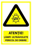 Indicator atentie lampi ultraviolete pericol de orbire