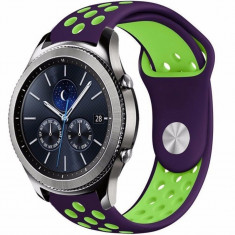 Curea ceas Smartwatch Samsung Gear S3, iUni 22 mm Silicon Sport Purple-Green foto