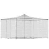 PawHut Țarc pentru Găini de Exterior, 4x3x2m 12㎡ Adăpost pentru Găini din Oțel Galvanizat cu Acoperiș Impermeabil Anti-UV și &Icirc;nchidere Dublă, Coteț pe