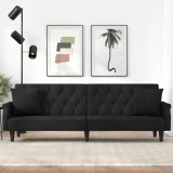 VidaXL Canapea extensibilă cu cotiere, negru, catifea