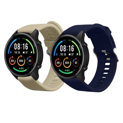 Set 2 Curele Kwmobile pentru Xiaomi Mi Watch/Mi Watch Color Sport, Gri/Albastru, Silicon, 58466.06 foto