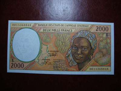 AFRICA CENTRALA 2000 FRANCI UNC foto