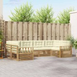 vidaXL Set canapele gradina 6 piese lemn masiv acacia perne alb crem mobila exterior
