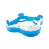 Piscina gonflabila pentru copii, 229x66 cm, 262l, Patrat, Albastru/Alb, ATU-V7995, Rotund