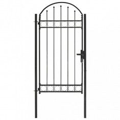 Gossi poarta de gard cu arcada, negru, 100 x 250 cm, otel