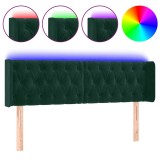 Cumpara ieftin Tablie de pat cu LED, verde inchis, 147x16x78/88 cm, catifea