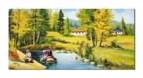 Cumpara ieftin Tablou tarancute la rau pictat manual, Colt de rai, 120x60cm ulei pe panza, Constantin Feraru