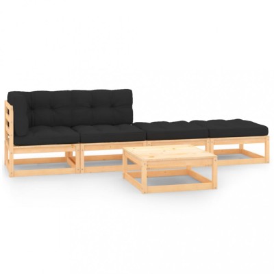 Gossi set mobilier de gradina cu perne, 5 piese, lemn masiv de pin foto