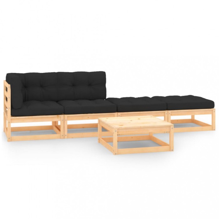 Gossi set mobilier de gradina cu perne, 5 piese, lemn masiv de pin