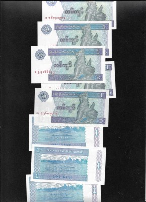 Myanmar 1 kyat 1996 unc pret pe bucata foto