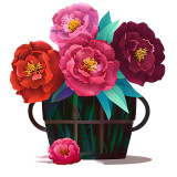 Cumpara ieftin Sticker decorativ Cos cu Flori, Roz, 62 cm, 7842ST, Oem