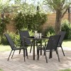 VidaXL Set de masă pentru grădină 5 pcs Negru Textilene și oțel